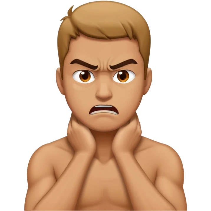 A guy with his hands on his neck mad emoji