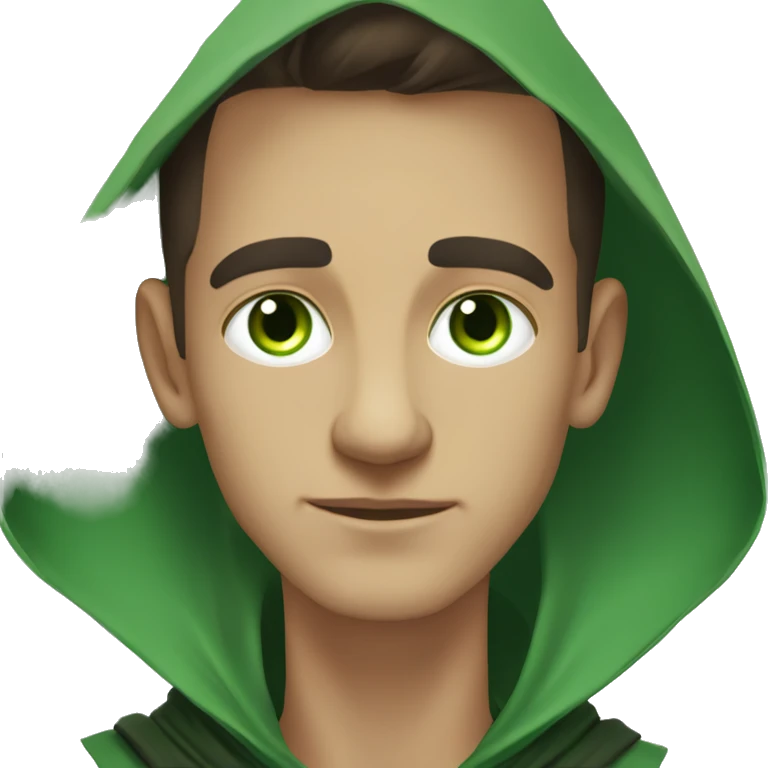 A Seer, Bright Green Eyes, Engmatic, Dark Cloak, Abstract, Light Skin, Male emoji