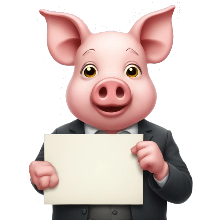 pig holding sign that says liar emoji