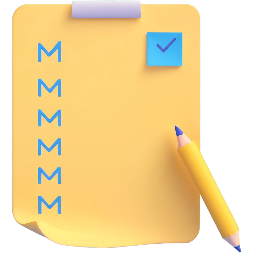 blue exam with checkmarks emoji