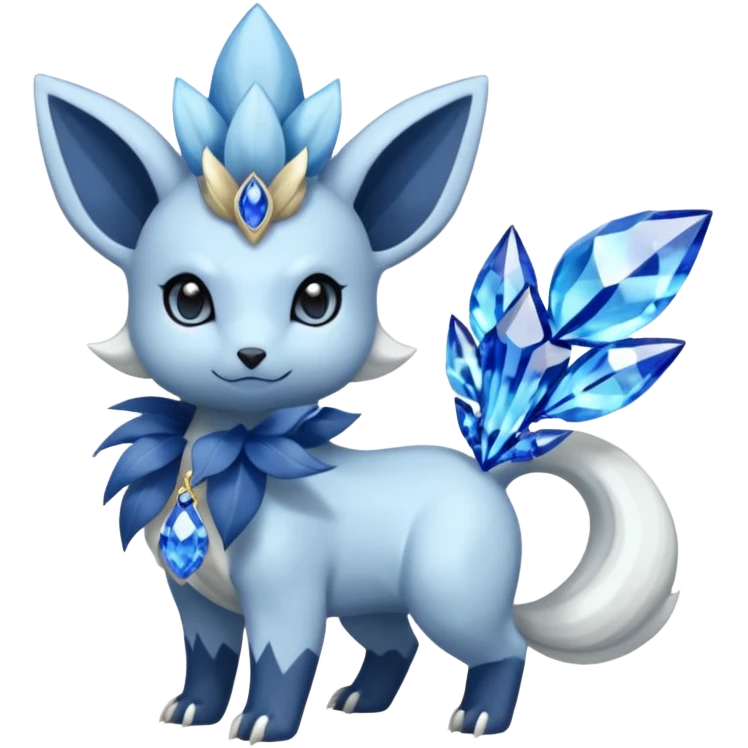 Floral Absol-Nidorina-Manectric-Amaura-Alolan-Vulpix-Dialga-fusion adorned with Sapphire jewelries emoji