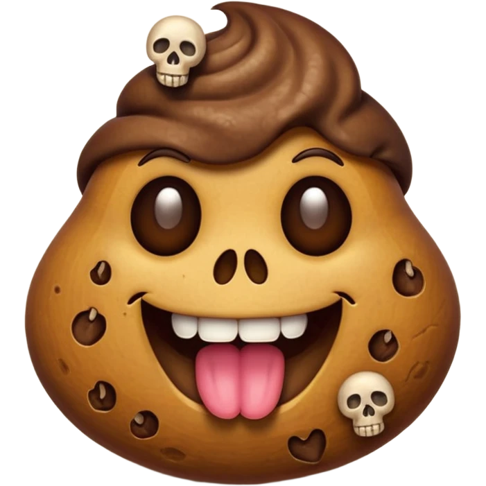 a poop emoji with 3 tiny skulls inside emoji