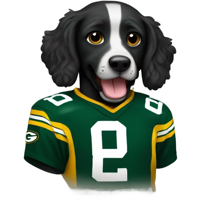 Black doodle wearing Green Bay packers jersey emoji