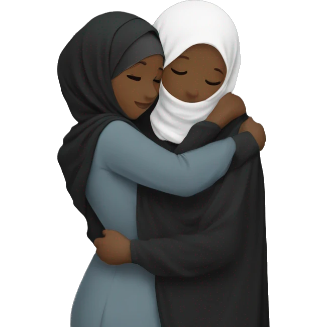 Black Hijabi hugging hijabi no faces emoji