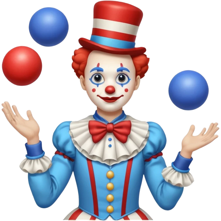 circus juggler clown juggling balls white and blue emoji