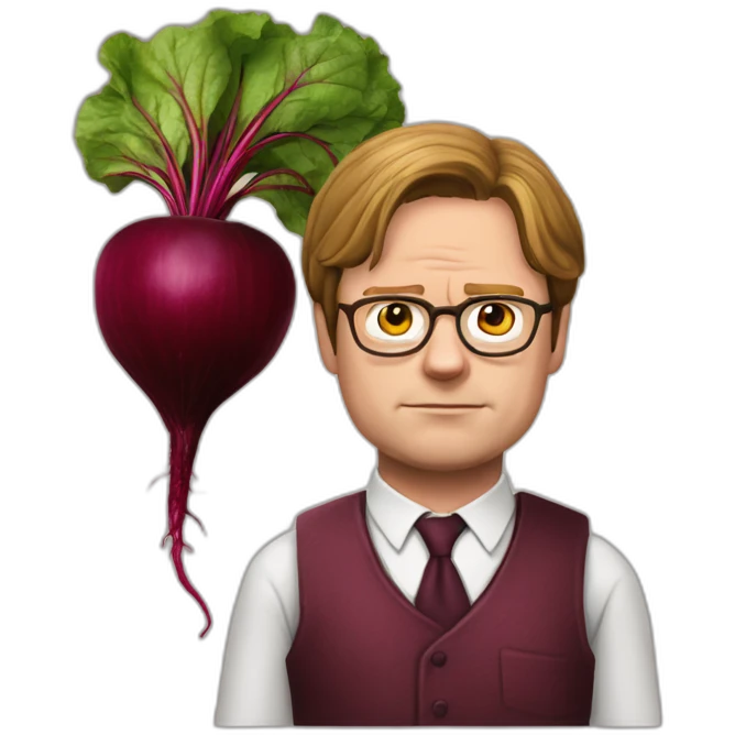 dwight schrute as a beetroot emoji