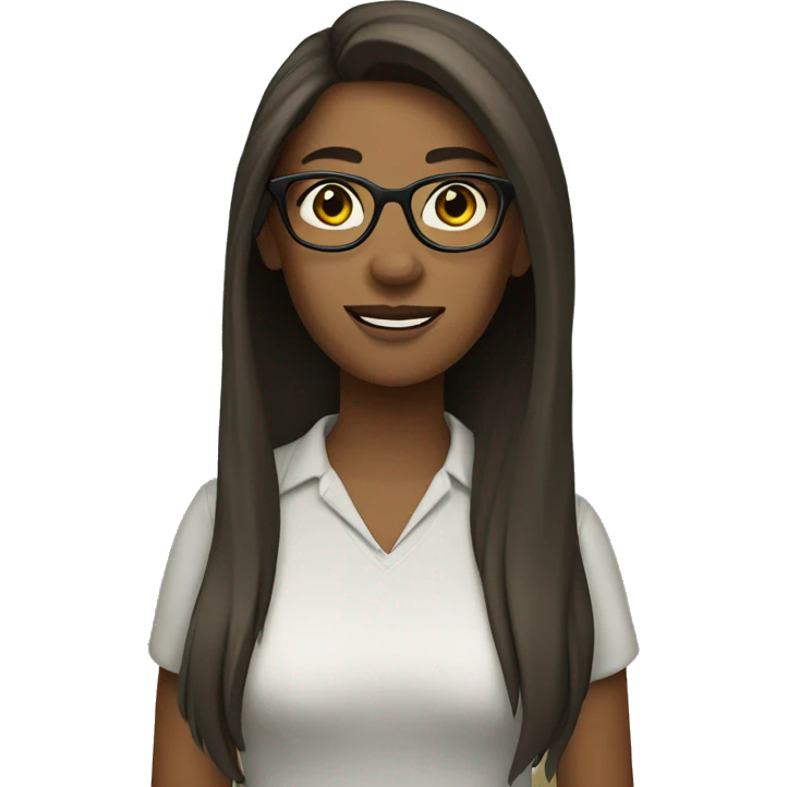 Camp counsellor straight hair brunette with glasses emoji