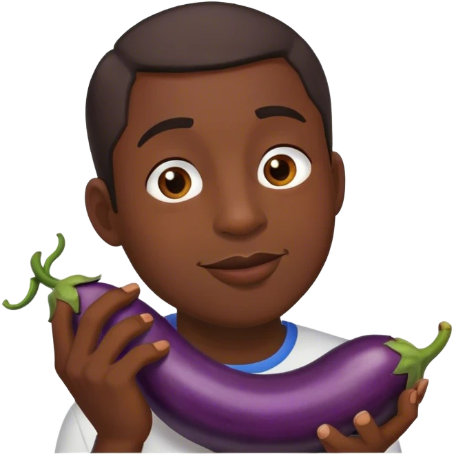 Black man eating eggplant emoji