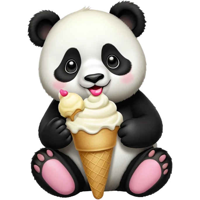 Panda eating ice cream emoji