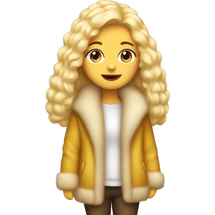 full body white girl with yellow hair and luxurious full furrcoat emoji