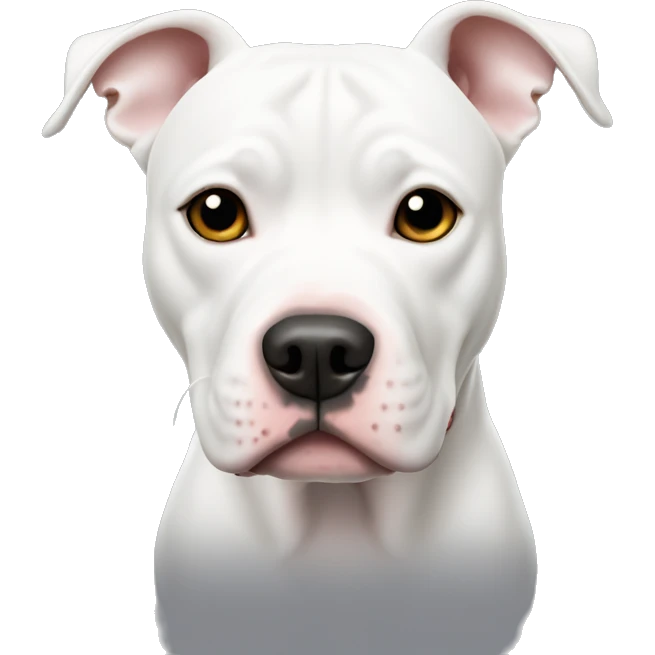 White pit bull with one black ear emoji