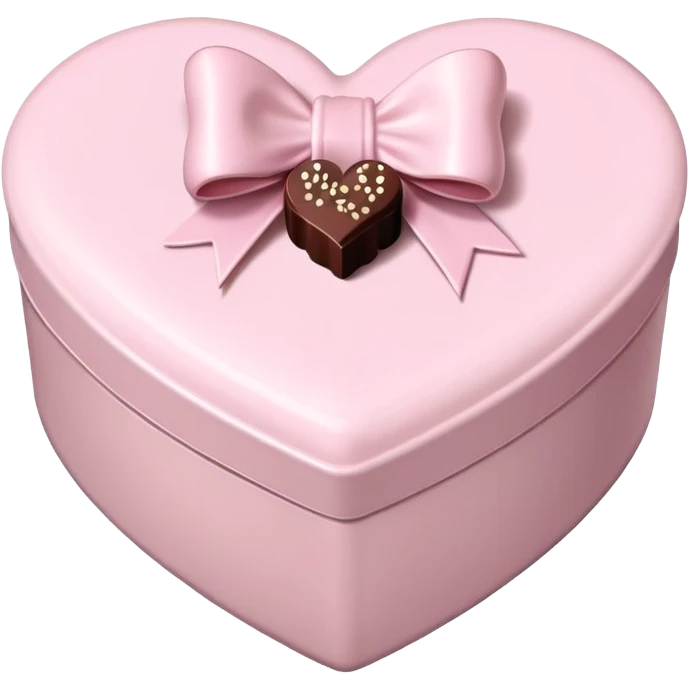 pale pink heart box, pale pink bow, filled with chocolates inside emoji