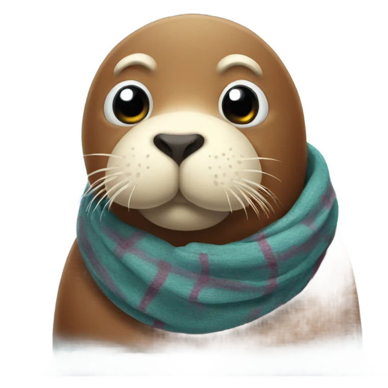 Round Walrus with scarf emoji