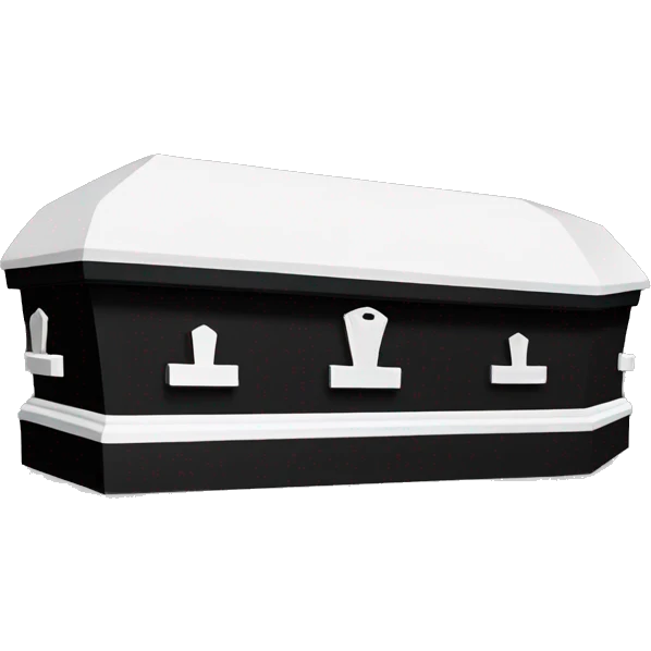 black and white coffin 2d emoji angled 45degrees emoji