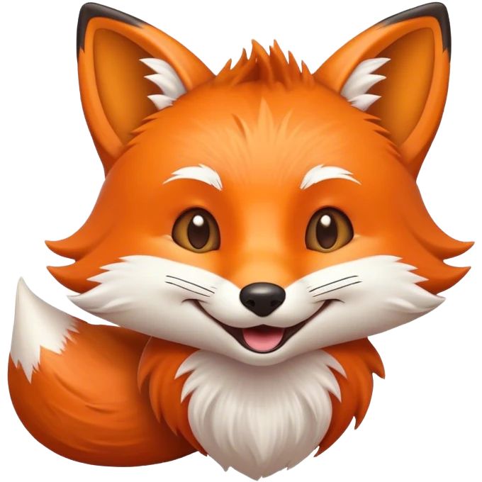 Fox with happy face emoji
