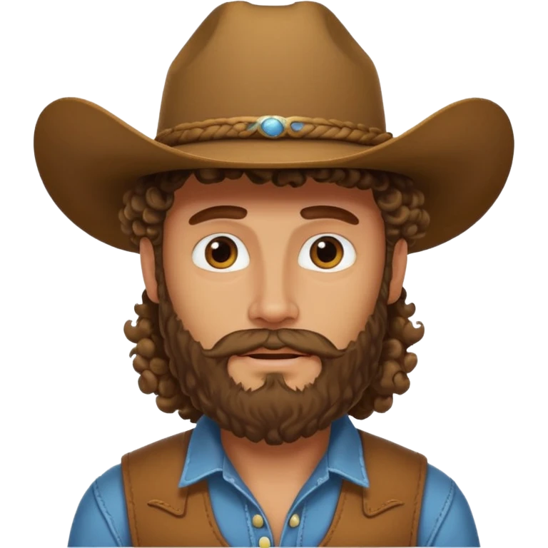 cowboy with beard and curly mullet emoji