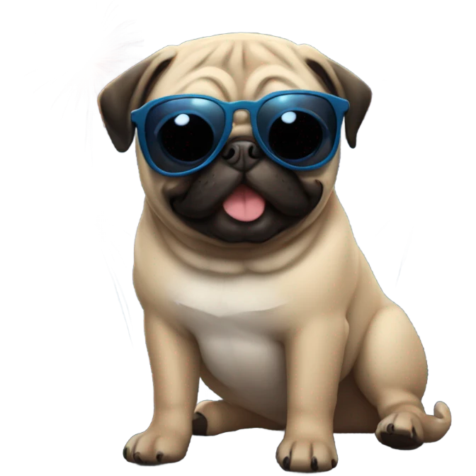 Pug with shades and fireworks emoji