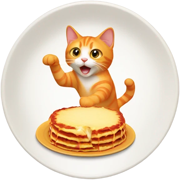orange cat standing up eating lasagna  emoji