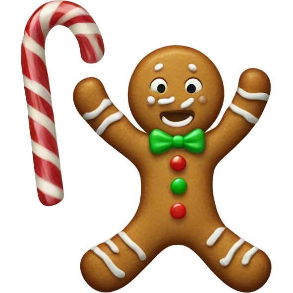 Gingerbread man eating a candy cane  emoji
