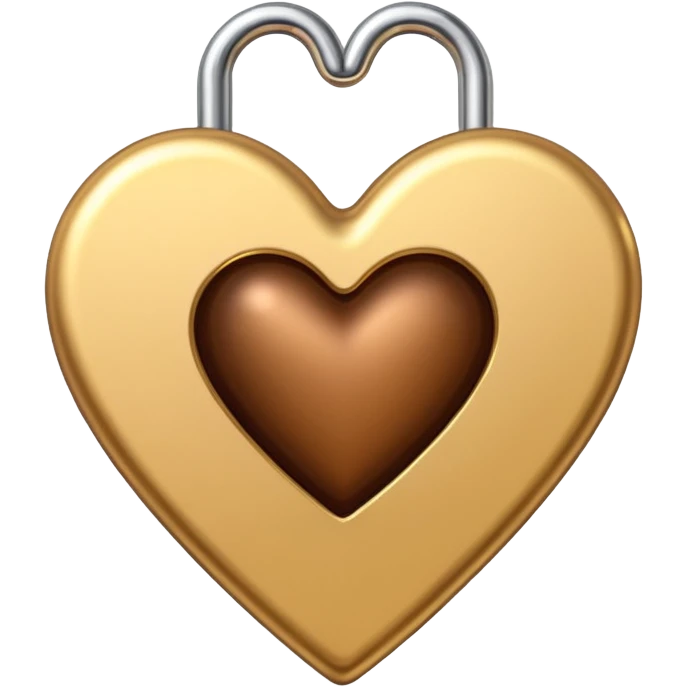 one gold paper clip and on top of the paper clip is a brown heart emoji