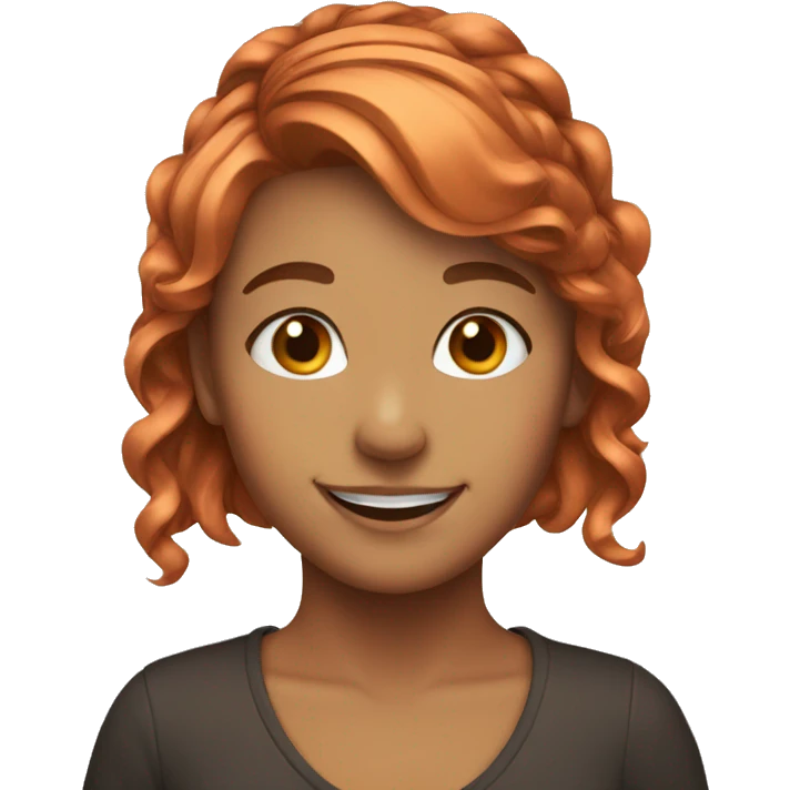 smiling girl with hair ribbon copper hair emoji