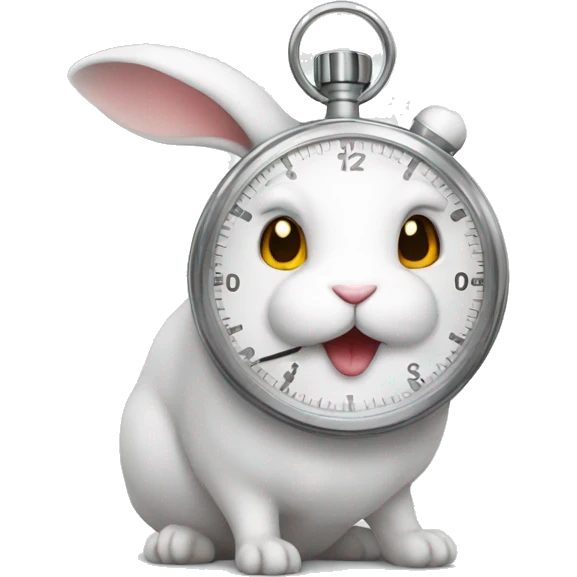 White rabbit with stopwatch  emoji