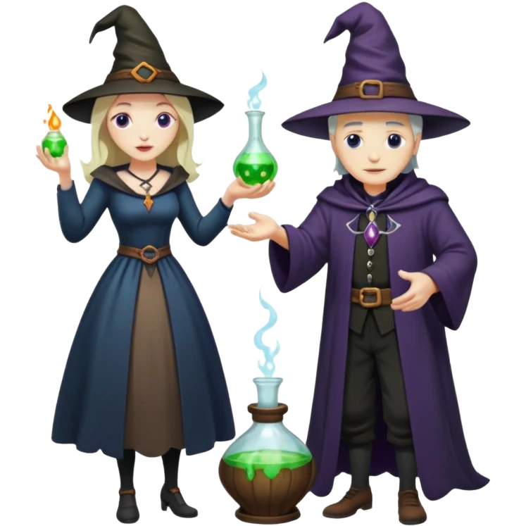 full-body witch gave a magic potion to a man emoji