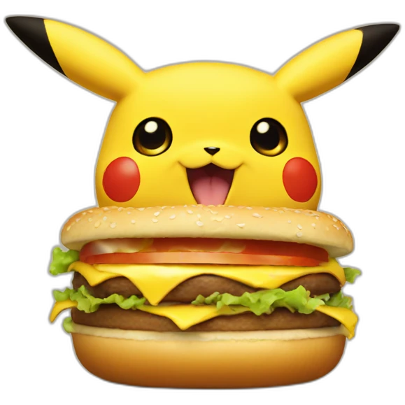 pikachu eat burger emoji