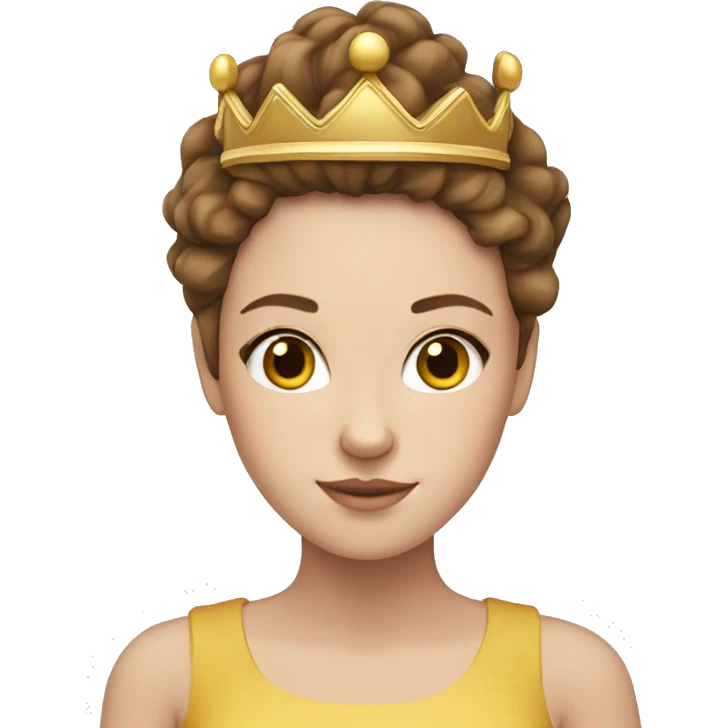 white girl with a crown and brown hair emoji