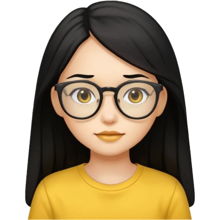 Nails cute with hello kitty wear glasses black long  hair wear, yellow shirt for circle profile picture emoji