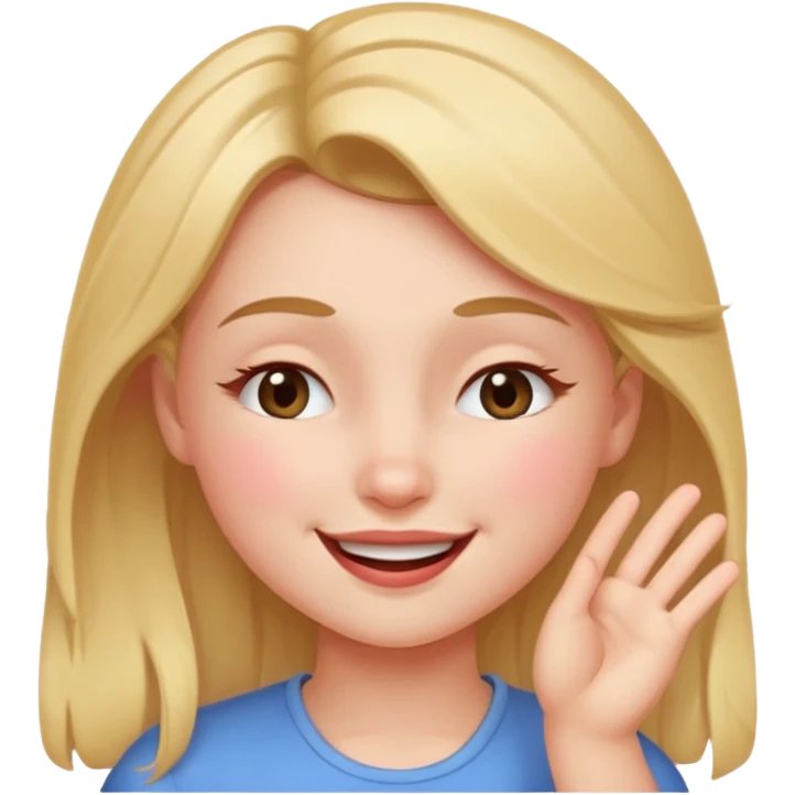 Girl winking with her left eye closed, happy face,  emoji