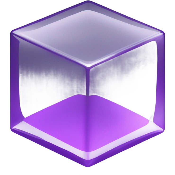 glass cube and purple filled cube inside the first one isometric view emoji