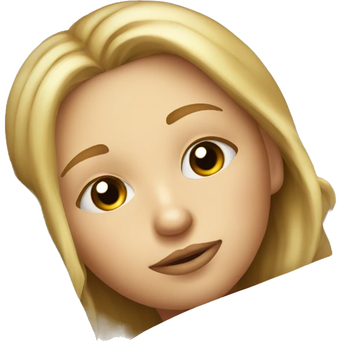 A blonde girl with brown eyes sleepin on a silk bed emoji