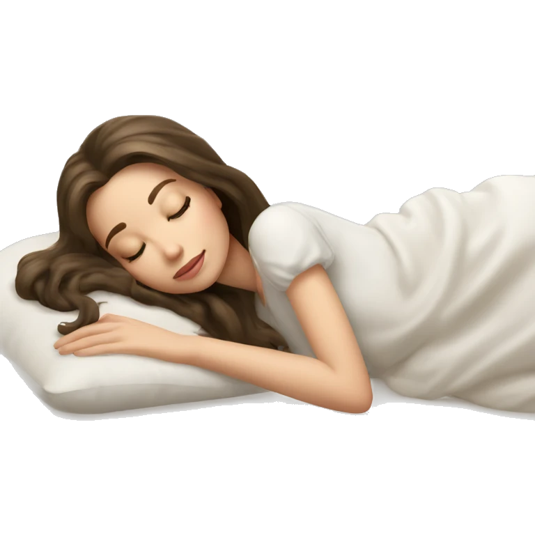 sleeping beauty brunette shoulder length hair white girl with silk pillow emoji