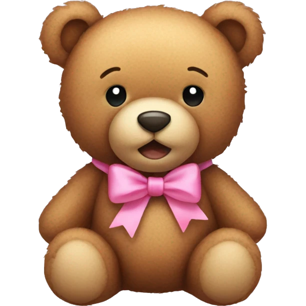 Teddy bear with a pink bow around the neck emoji
