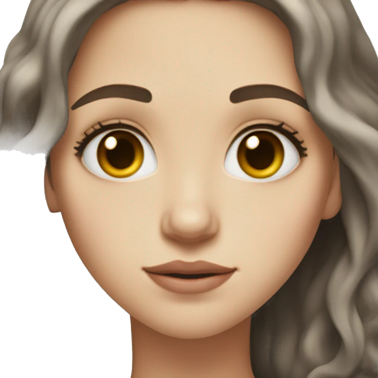 Girl, sickly pale skin, hazel eyes, super dark brown wavy hair emoji