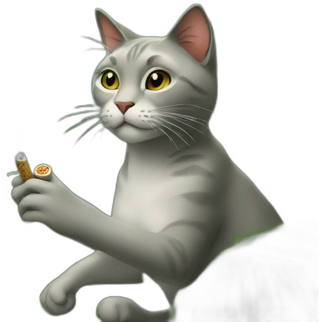 A cat smoking in a jungle emoji