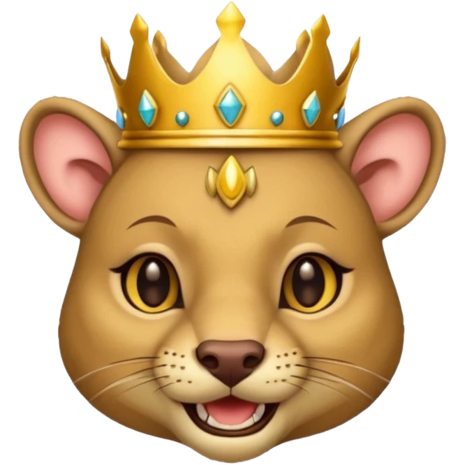 Fossa animal wearing a crown looks arrogantly smiley emoji