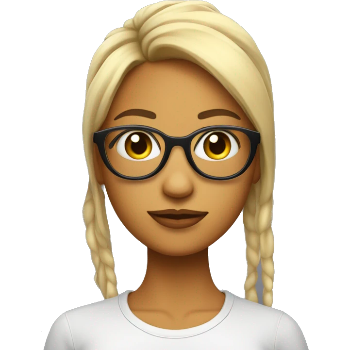 Chica de pelo largo liso con lentes de color piel emoji