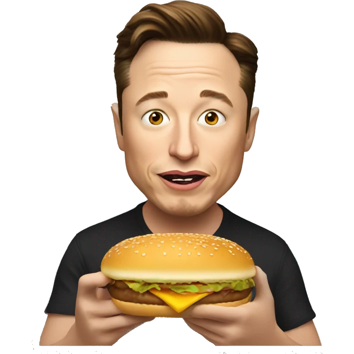 elon musk eating a small hamburger emoji