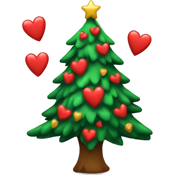 Cristmas tree with hearts emoji