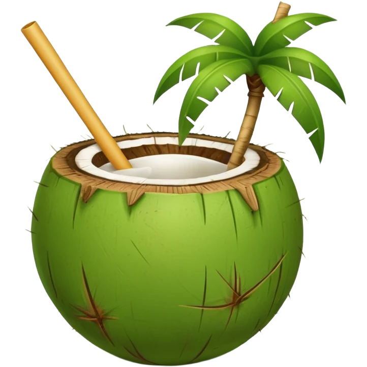 Green Coconut with straw emoji