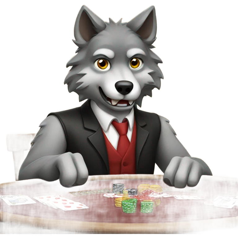 Wolf playing poker emoji