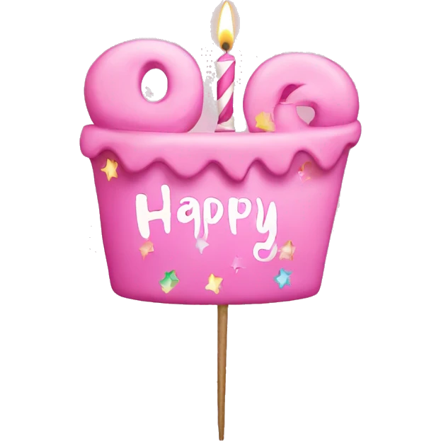 happy birthday sign with the word  light pink emoji