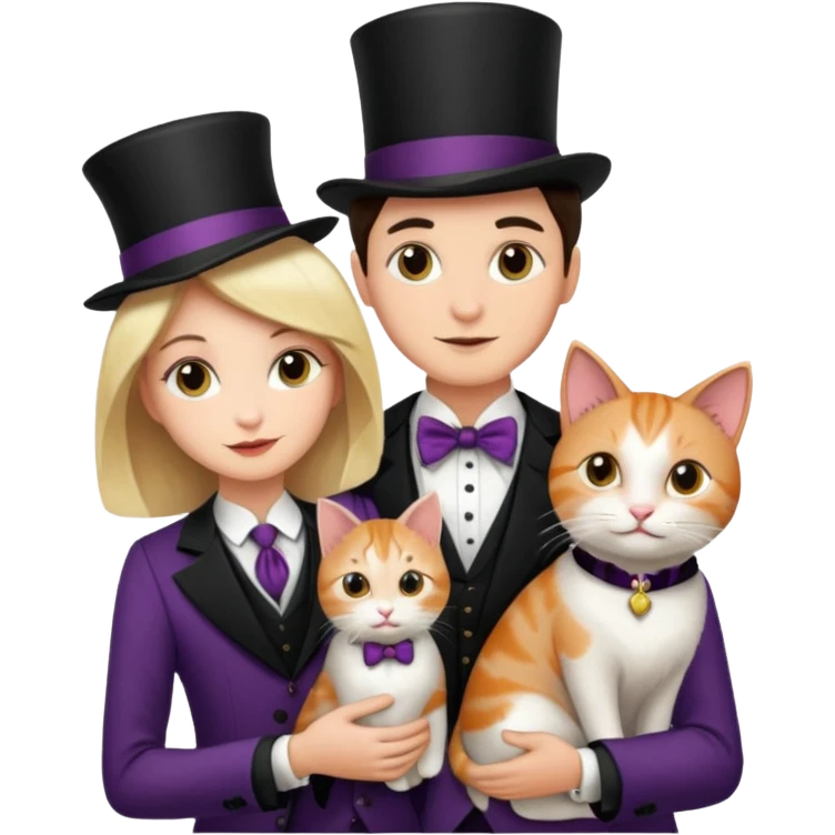 magician couple and their pet cat emoji