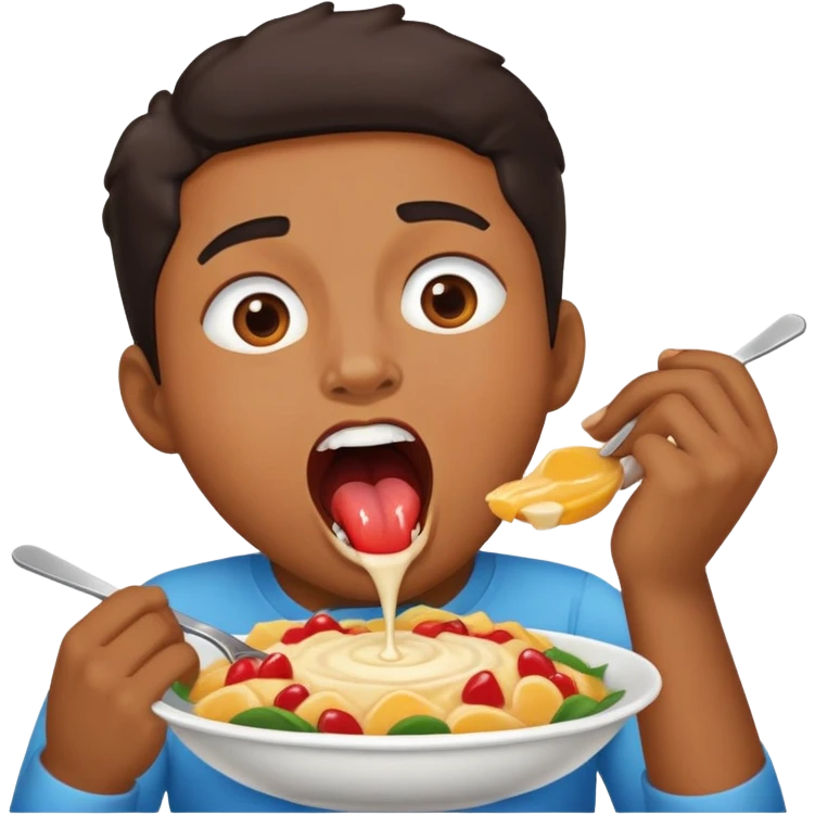 Human eating with passion emoji