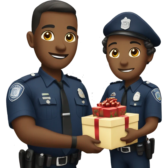 Police office giving out Christmas presents  emoji