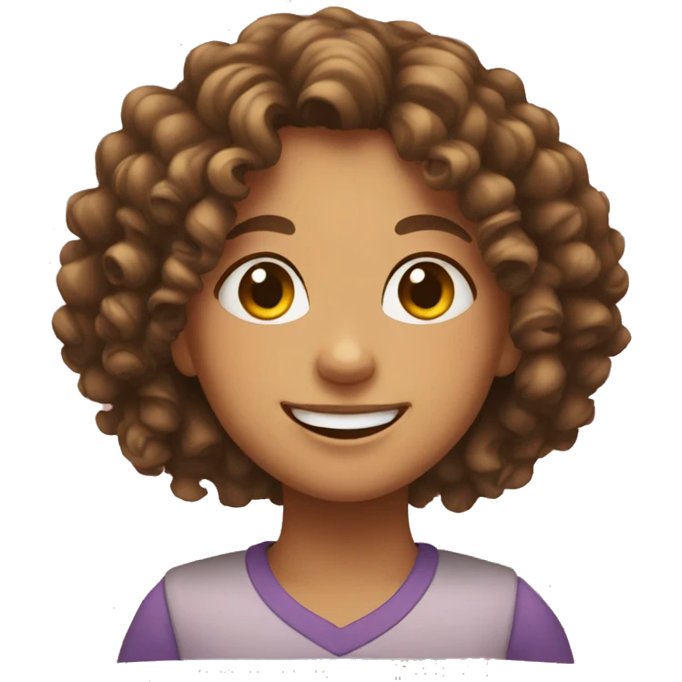 girl with curly hairs and smiling emoji