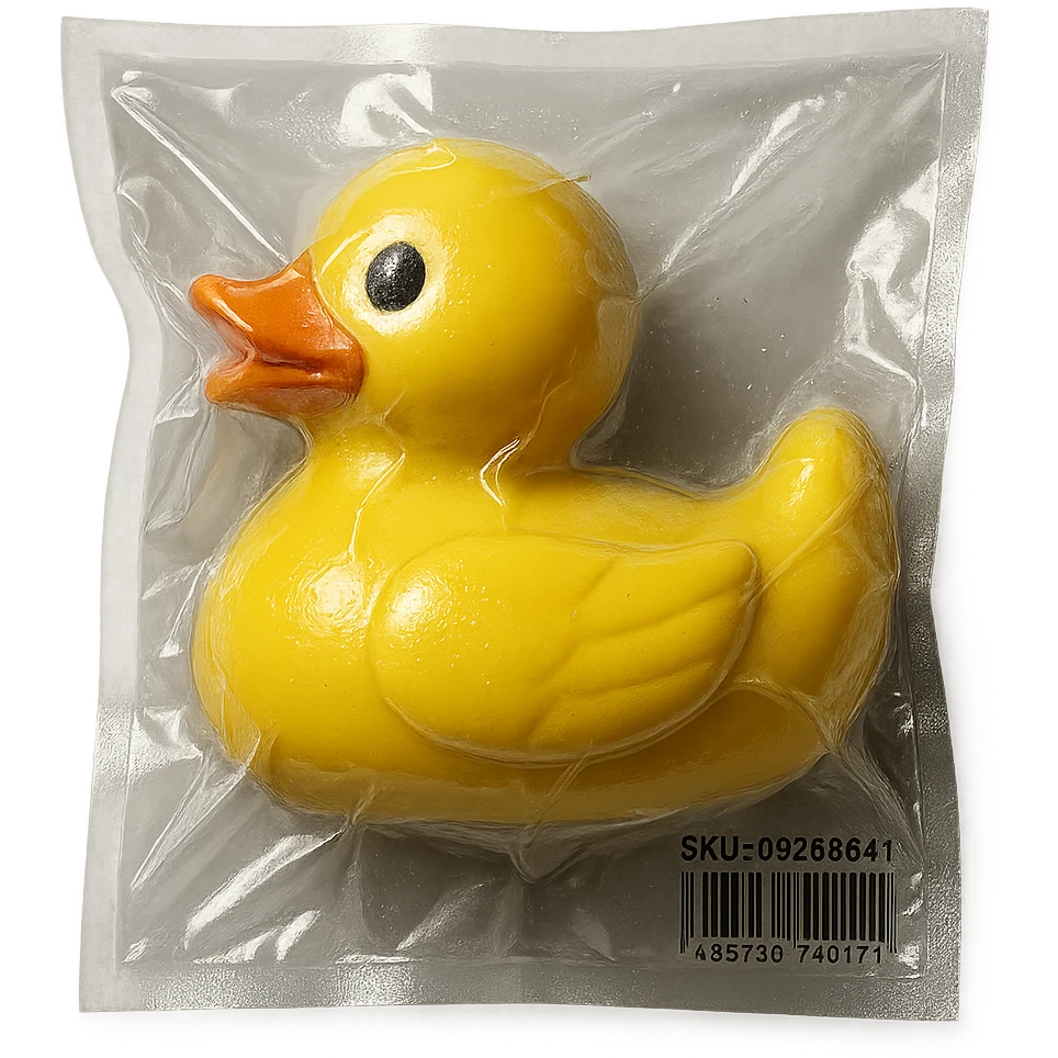 rubber duck in vacuum-sealed style emoji