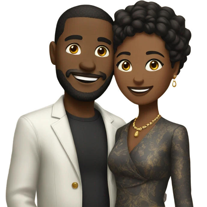 happy couple with stylish vibes emoji